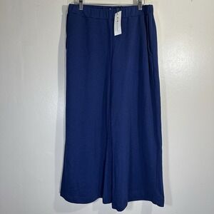 3 Dots Women's Large Pull On Wide Leg Pant Blue Bohemian